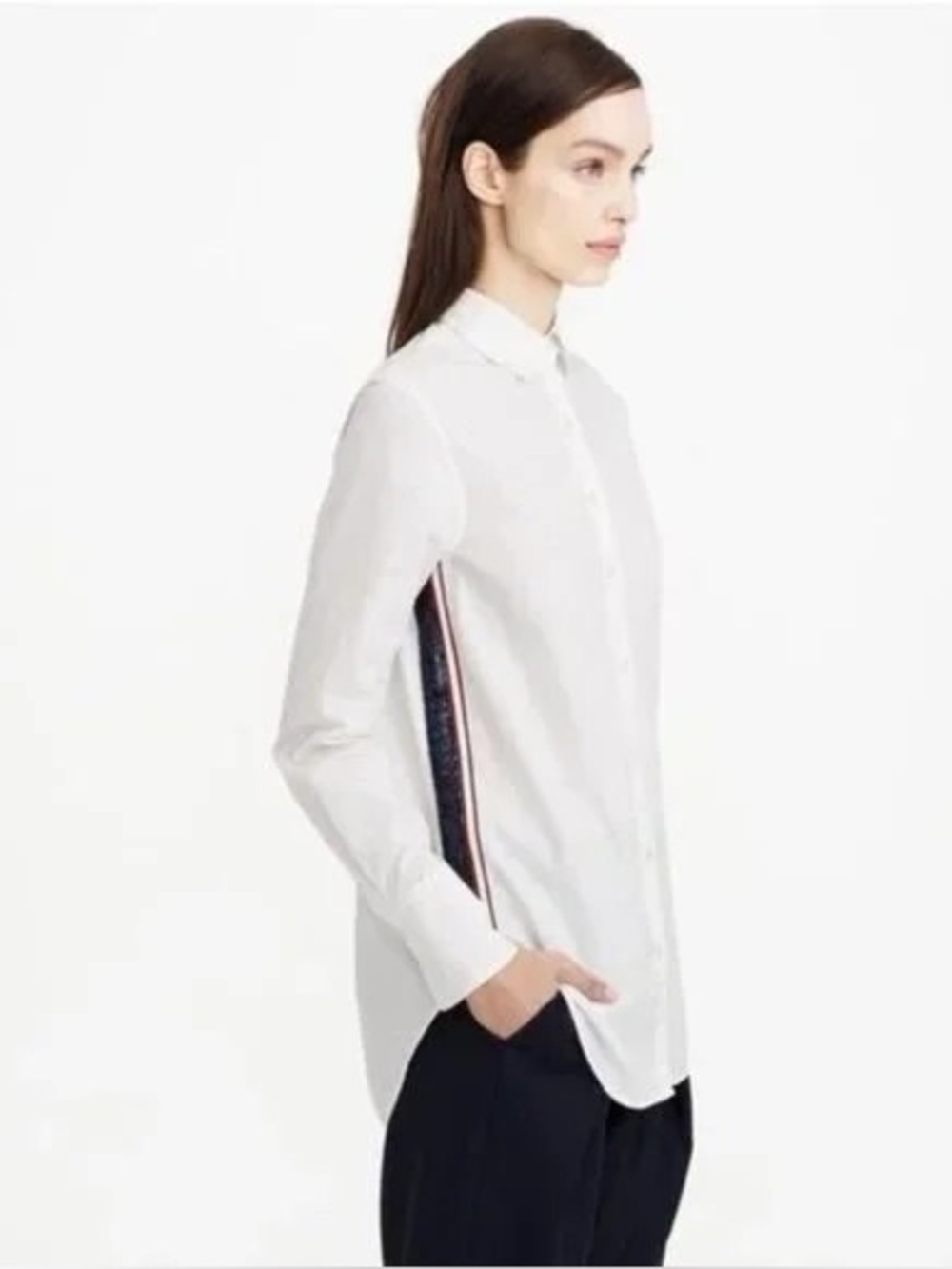 J Crew Classic White Women's Button-Down Shirt with Side Trim sz 14 - Picture 9 of 11